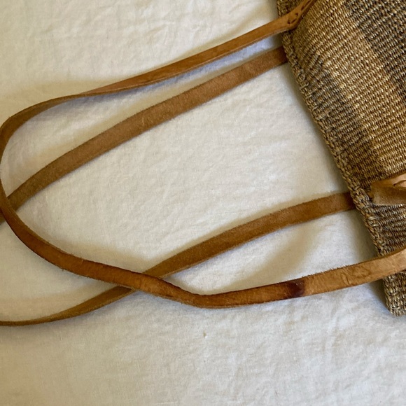 Striped Tan and Brown Woven Tote Bag - Picture 5 of 10